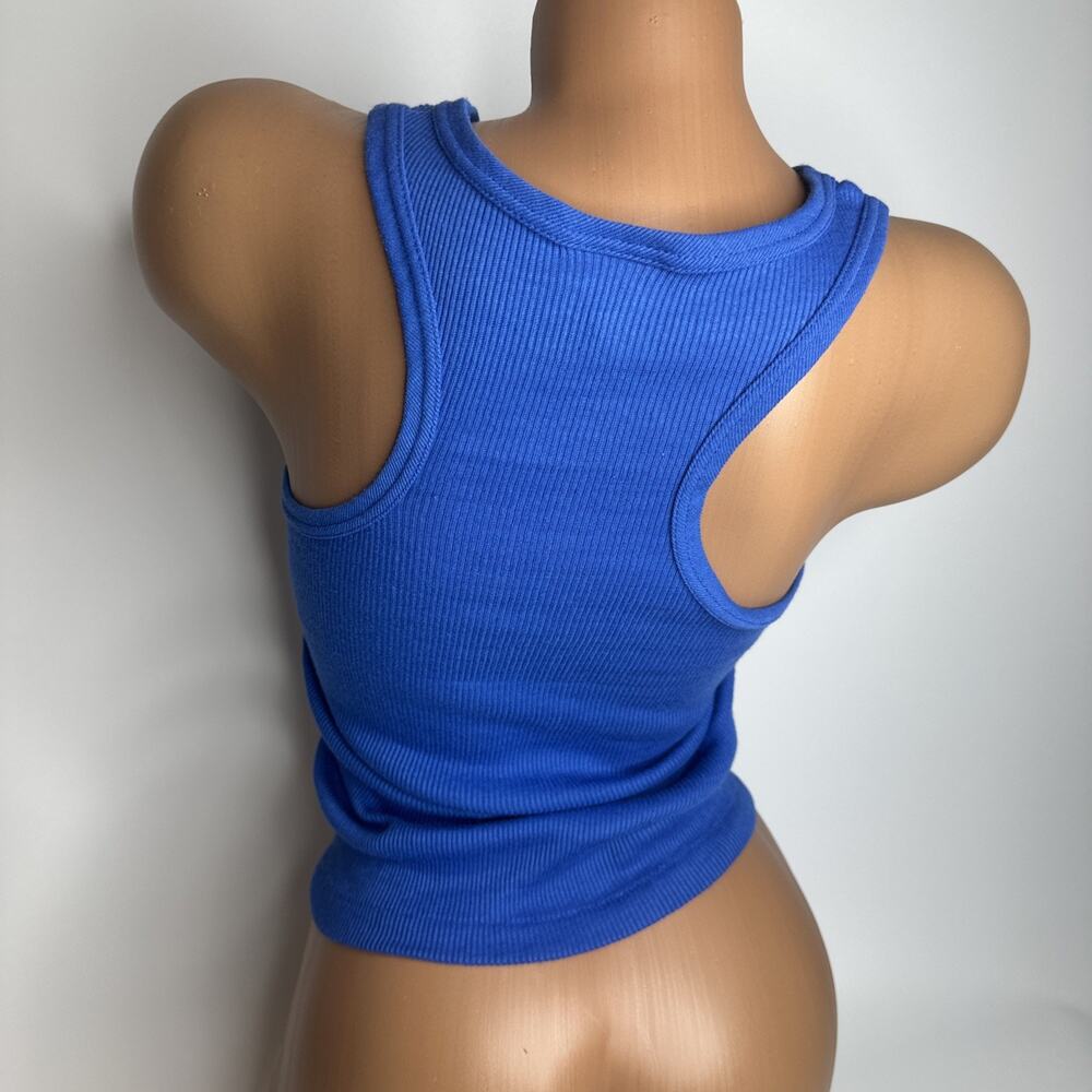 VTG Savage Sport Blue Ribbed Racerback Athletic Tank Top Large USA Made 90's - Picture 2 of 8